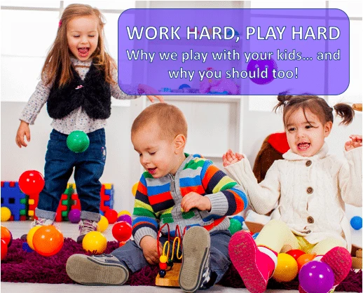 Children playing with colorful toys, emphasizing the importance of play in child development