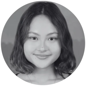 Smiling Mariz in a circular portrait