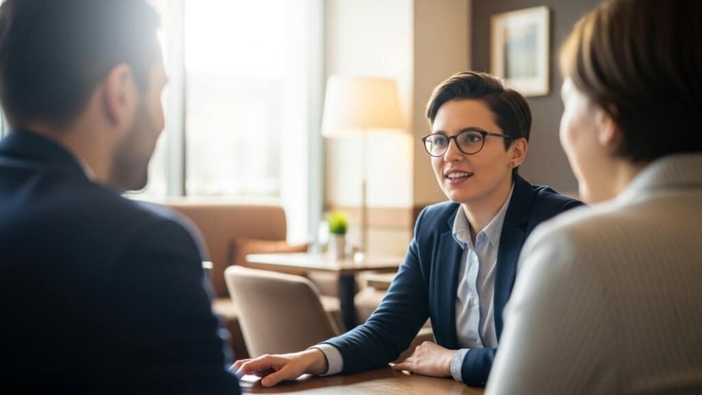 Person in a supportive meeting discussing autism unmasking strategies